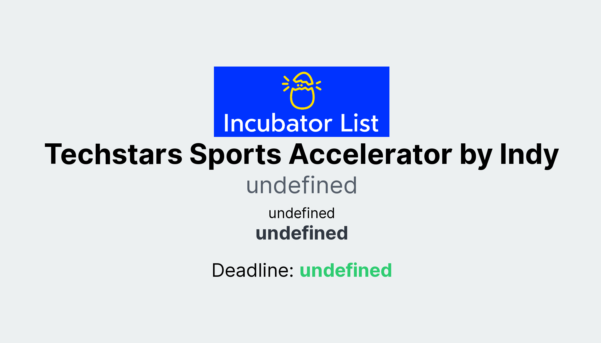 Techstars Sports Accelerator by Indy Key Information